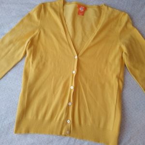 Joe Fresh Yellow V neck Button down Cardigan 3/4 length Sleeve Women's Small